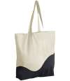 W235 Westford Mill Organic Cotton Wave Print Maxi Tote Bag Natural / Black colour image